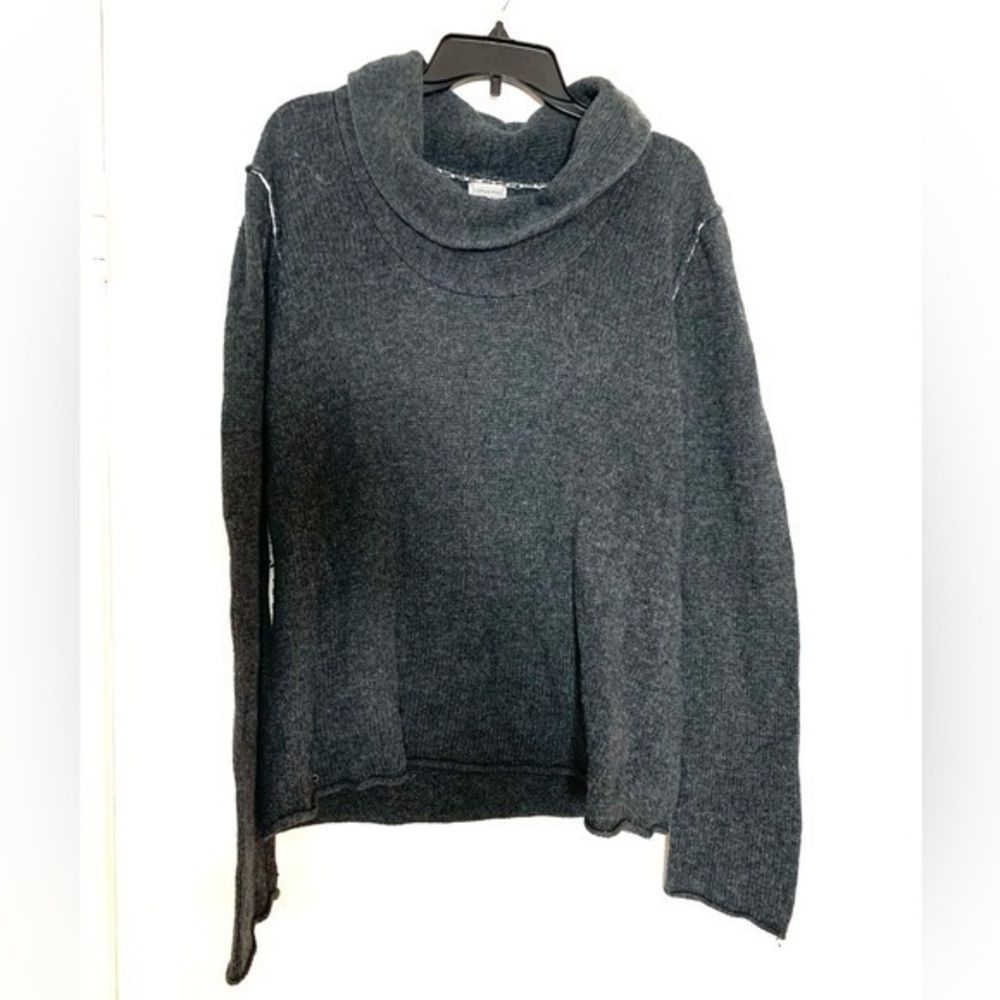 Converse Wool Sweater Pullover Cowl Neck Classic Casual Cozy Charcoal Gray XL